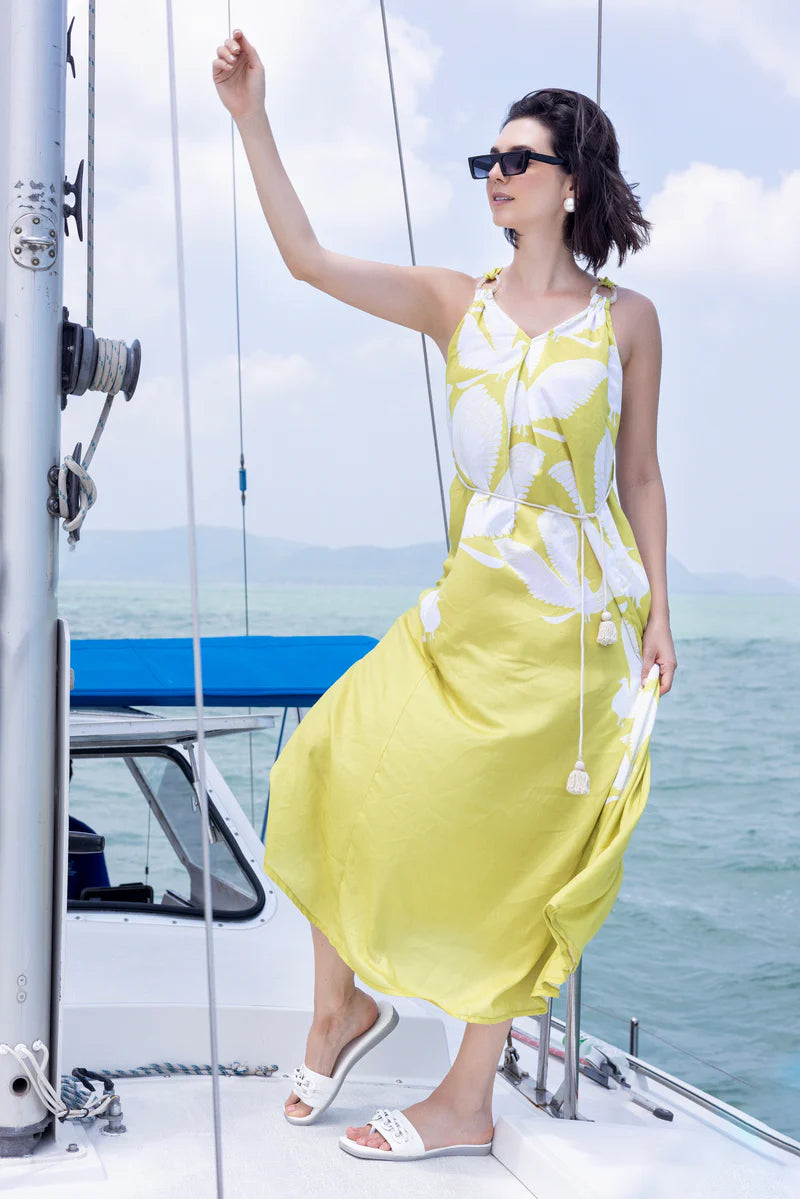 Lime Flock Resort Dress