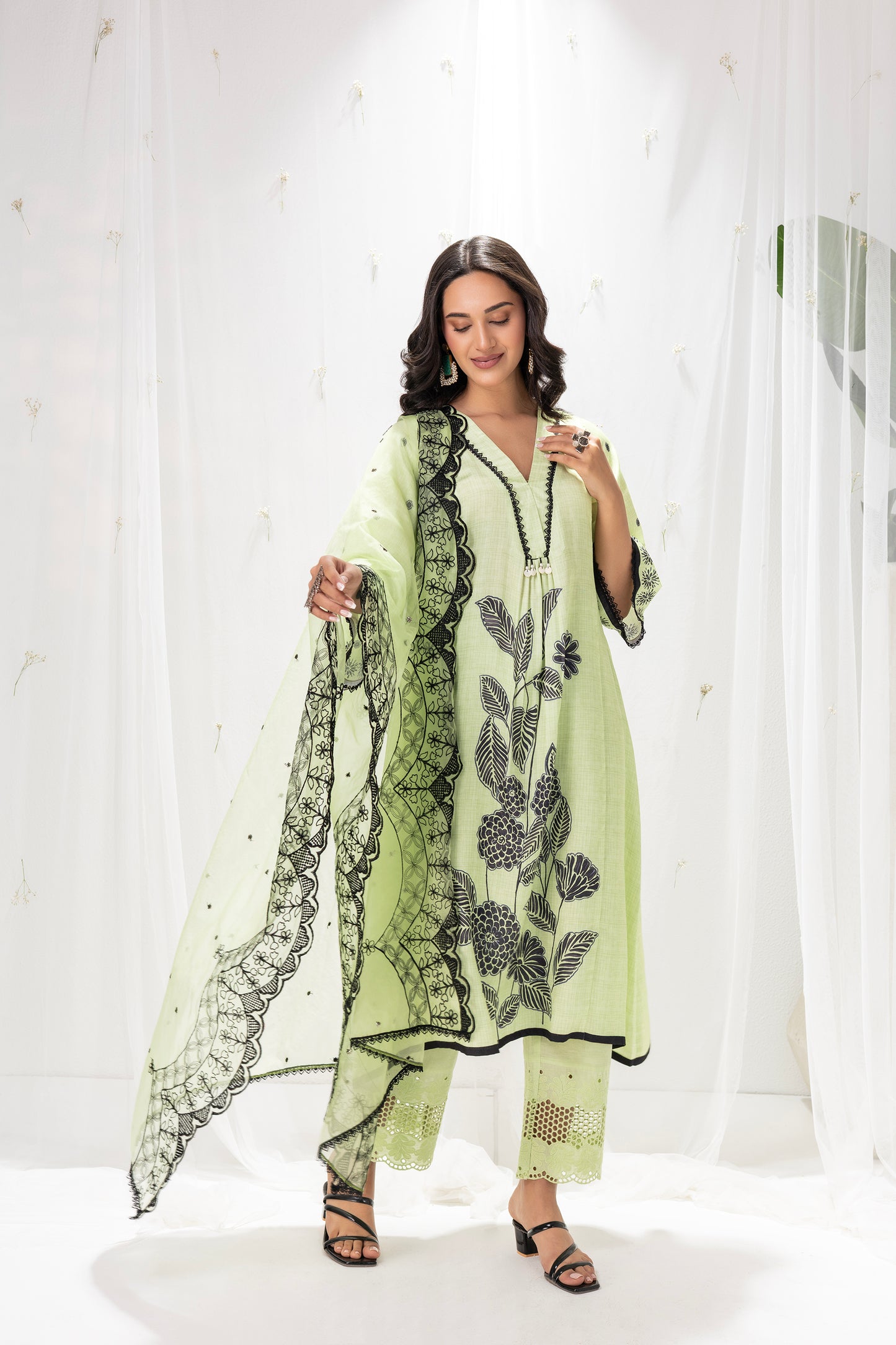 MINT GREEN FLORAL PRINTED SUIT SET