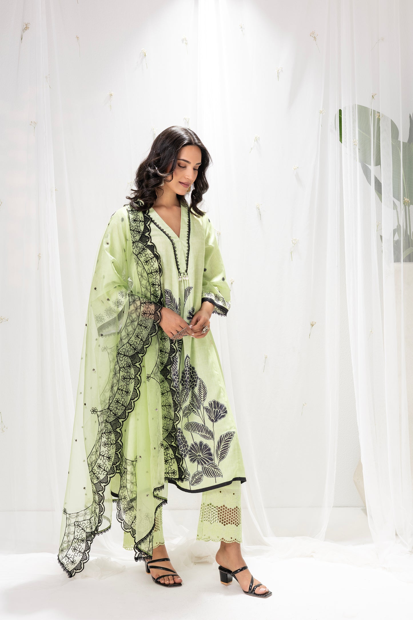 MINT GREEN FLORAL PRINTED SUIT SET