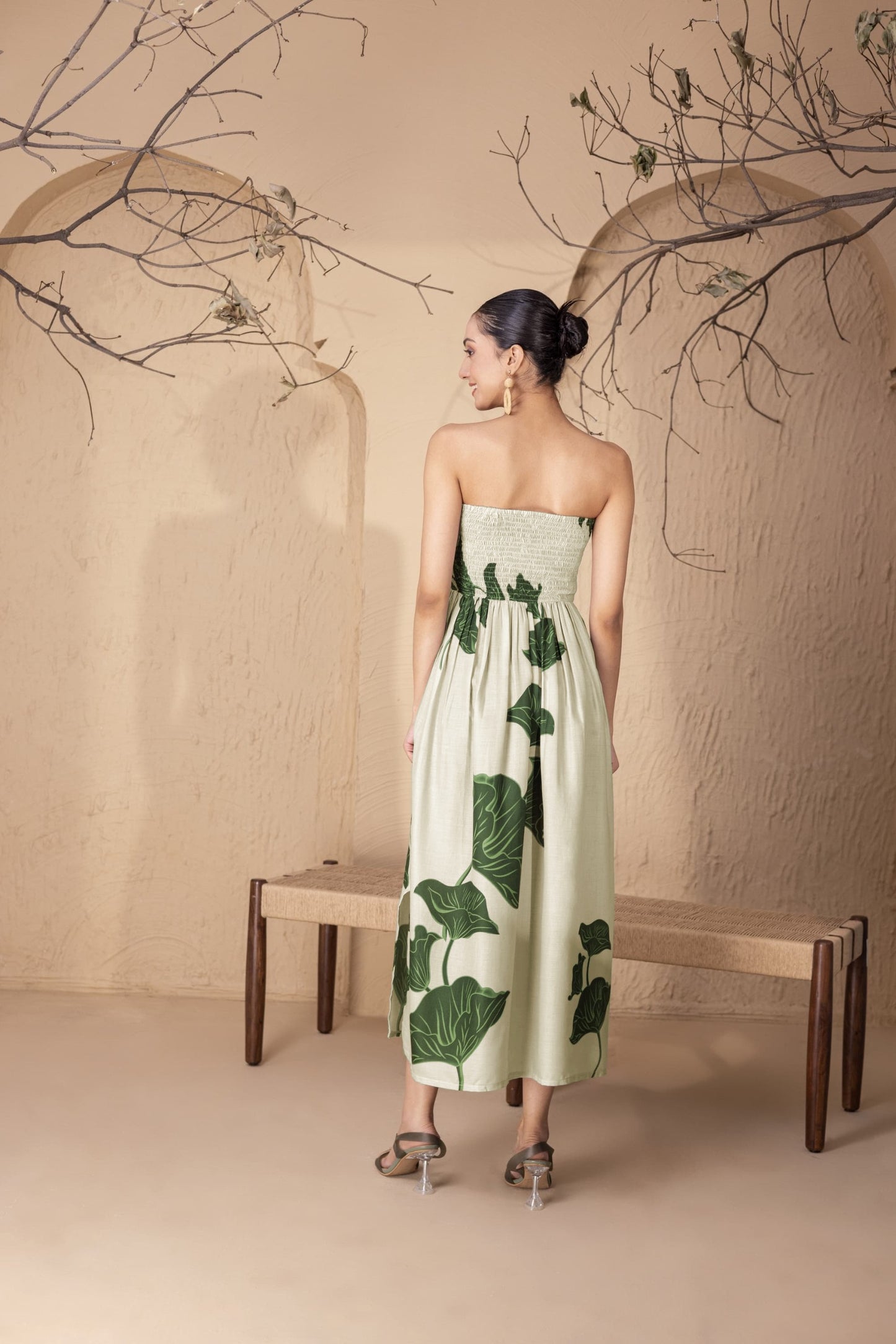 Corset Beige Tropical Tube Dress