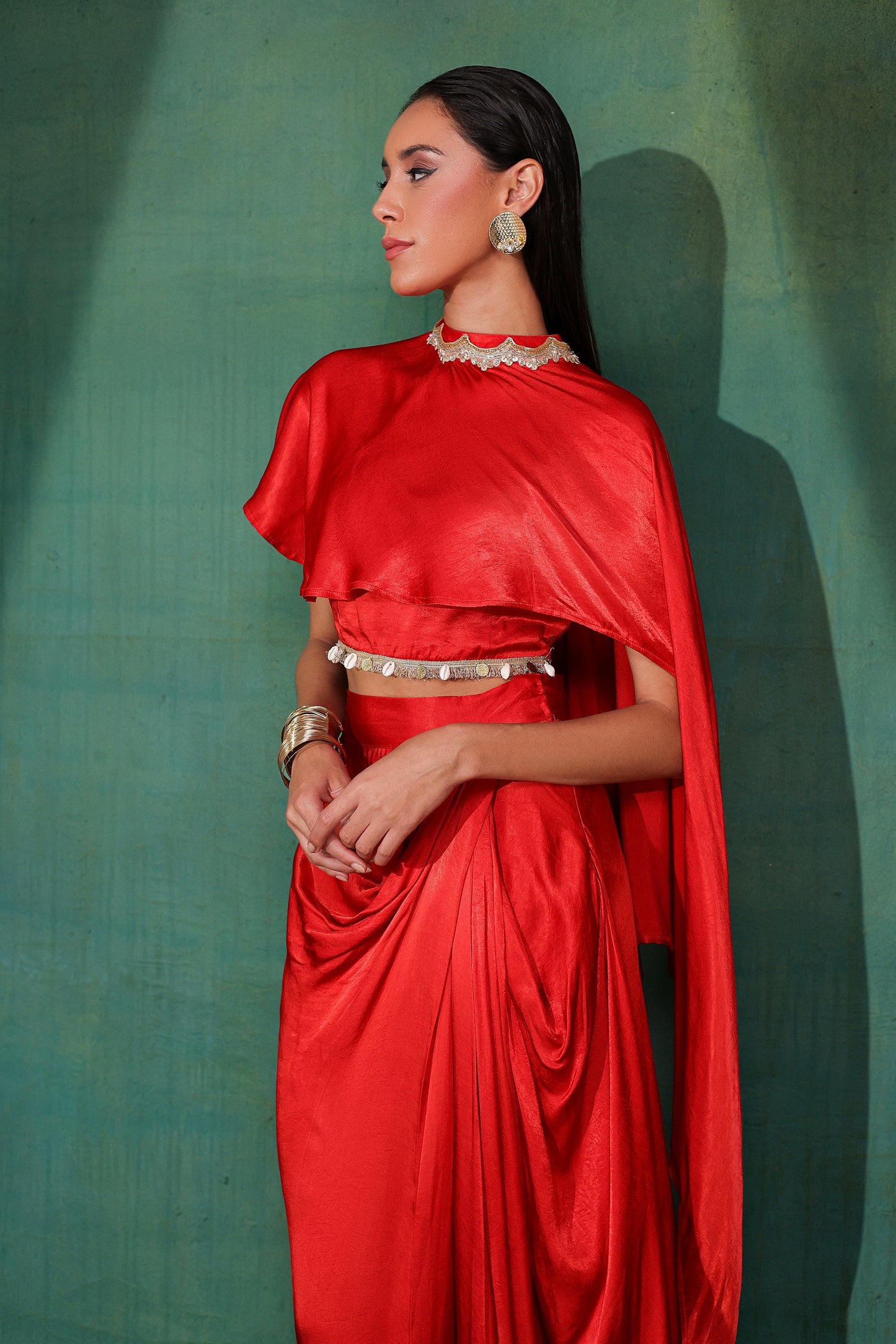 Ruby Red Satin 3 piece Fusion Set