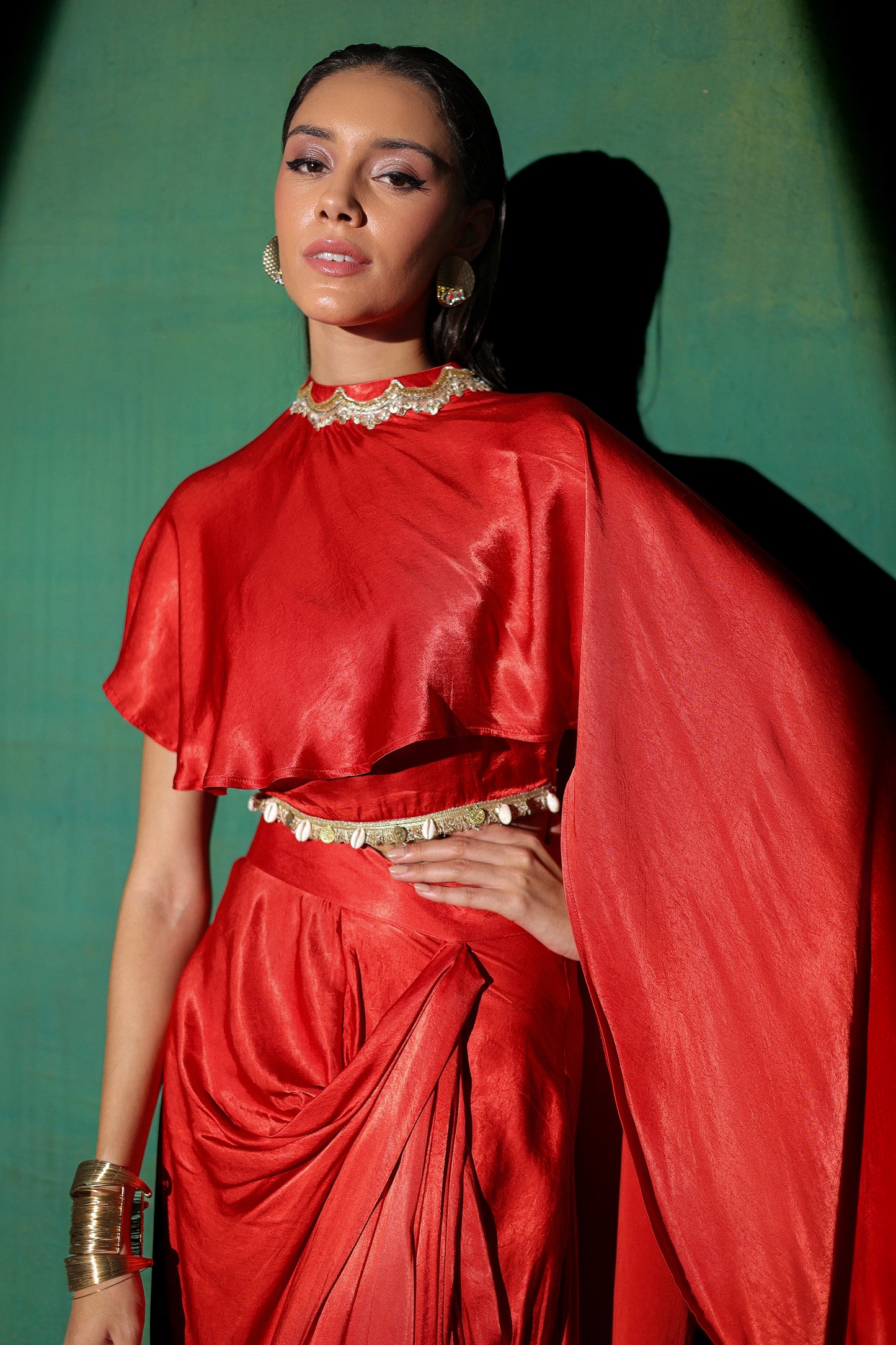 Ruby Red Satin 3 piece Fusion Set