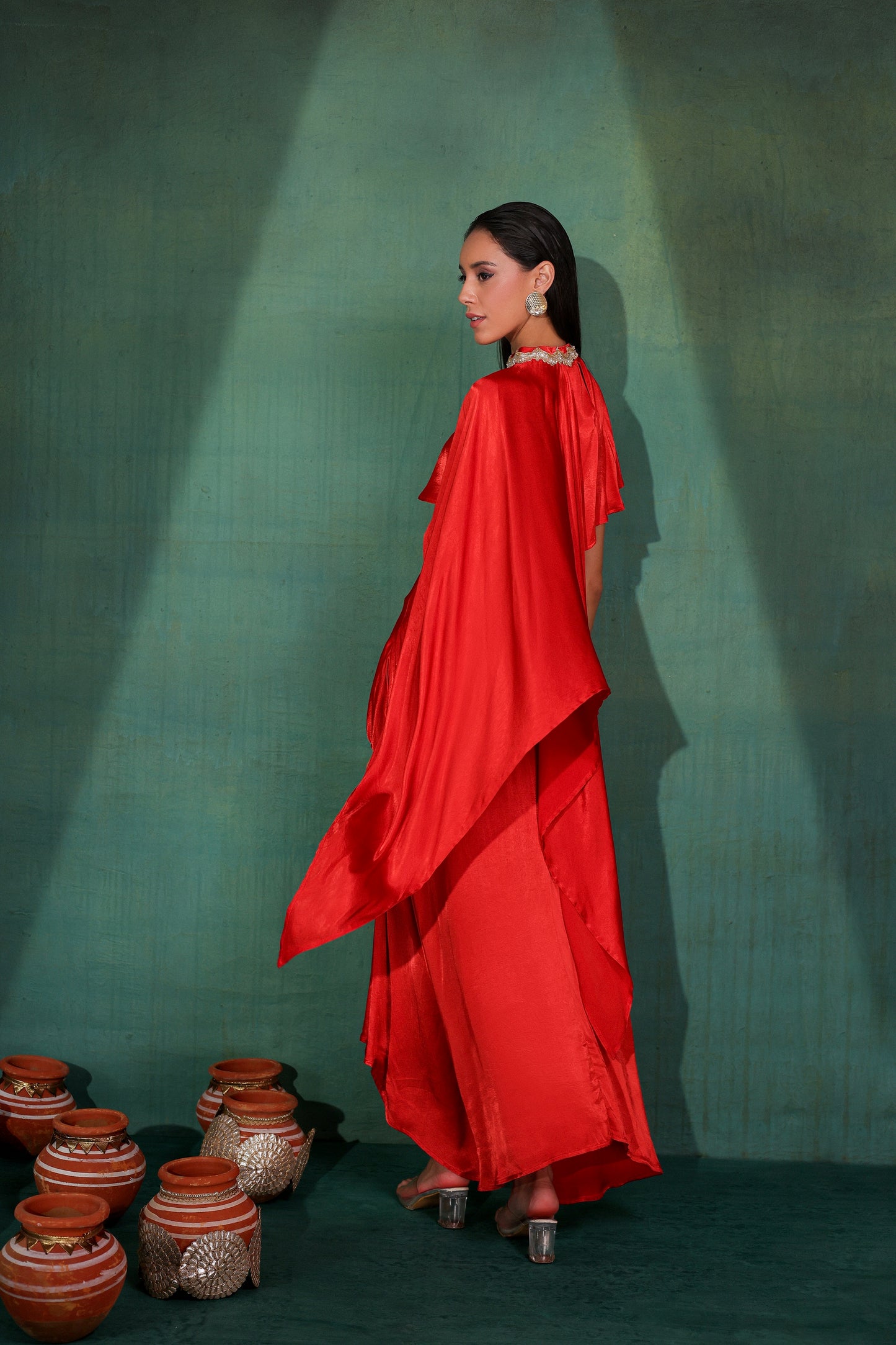 Ruby Red Satin 3 piece Fusion Set