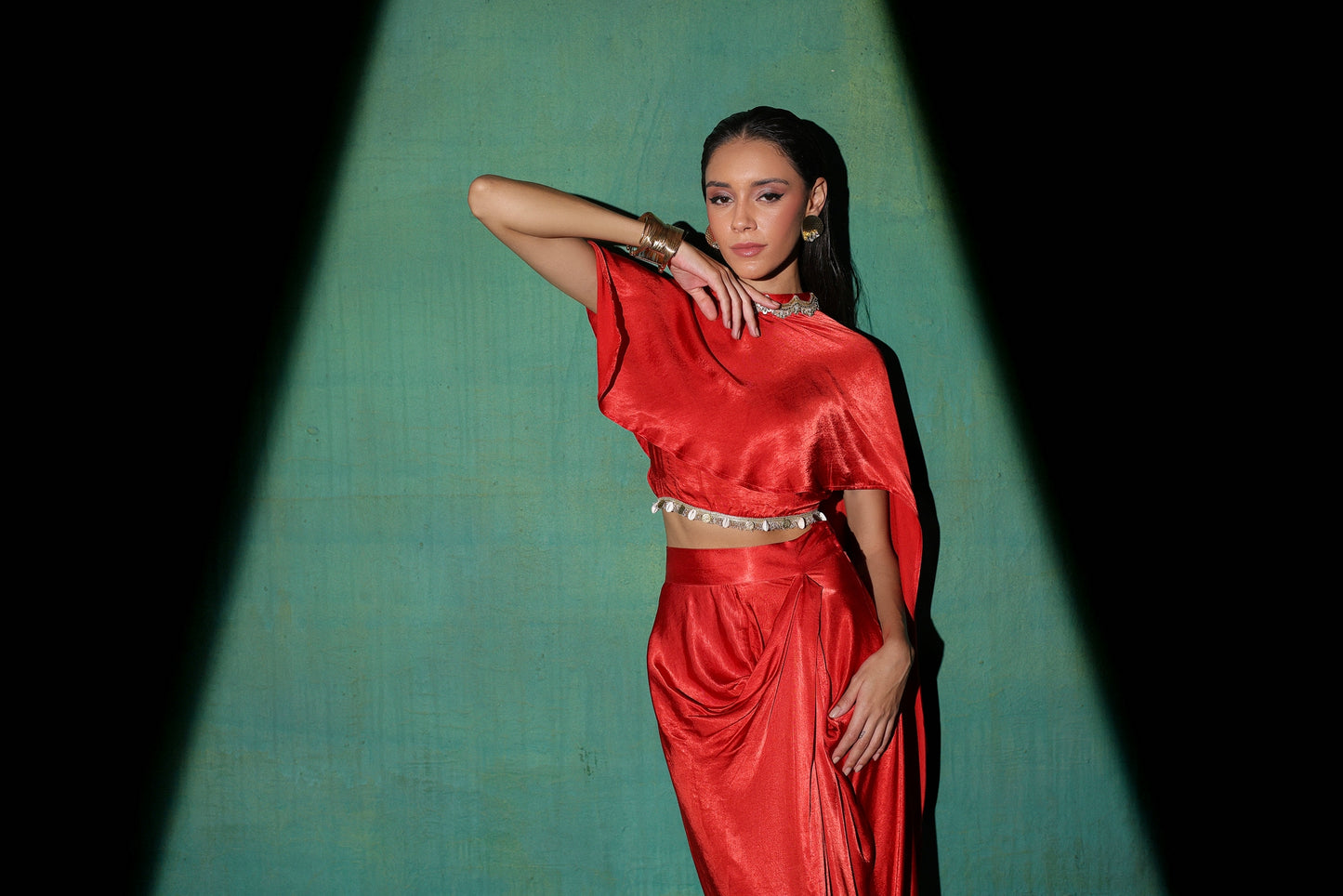 Ruby Red Satin 3 piece Fusion Set