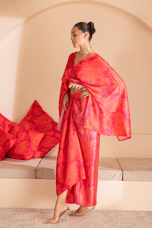 Ruby Floral Printed Crop Top and Skirt Set