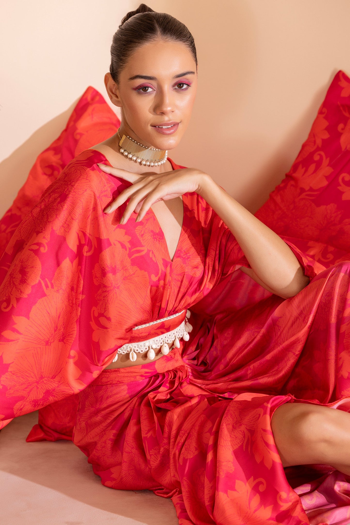 Ruby Floral Printed Crop Top and Skirt Set