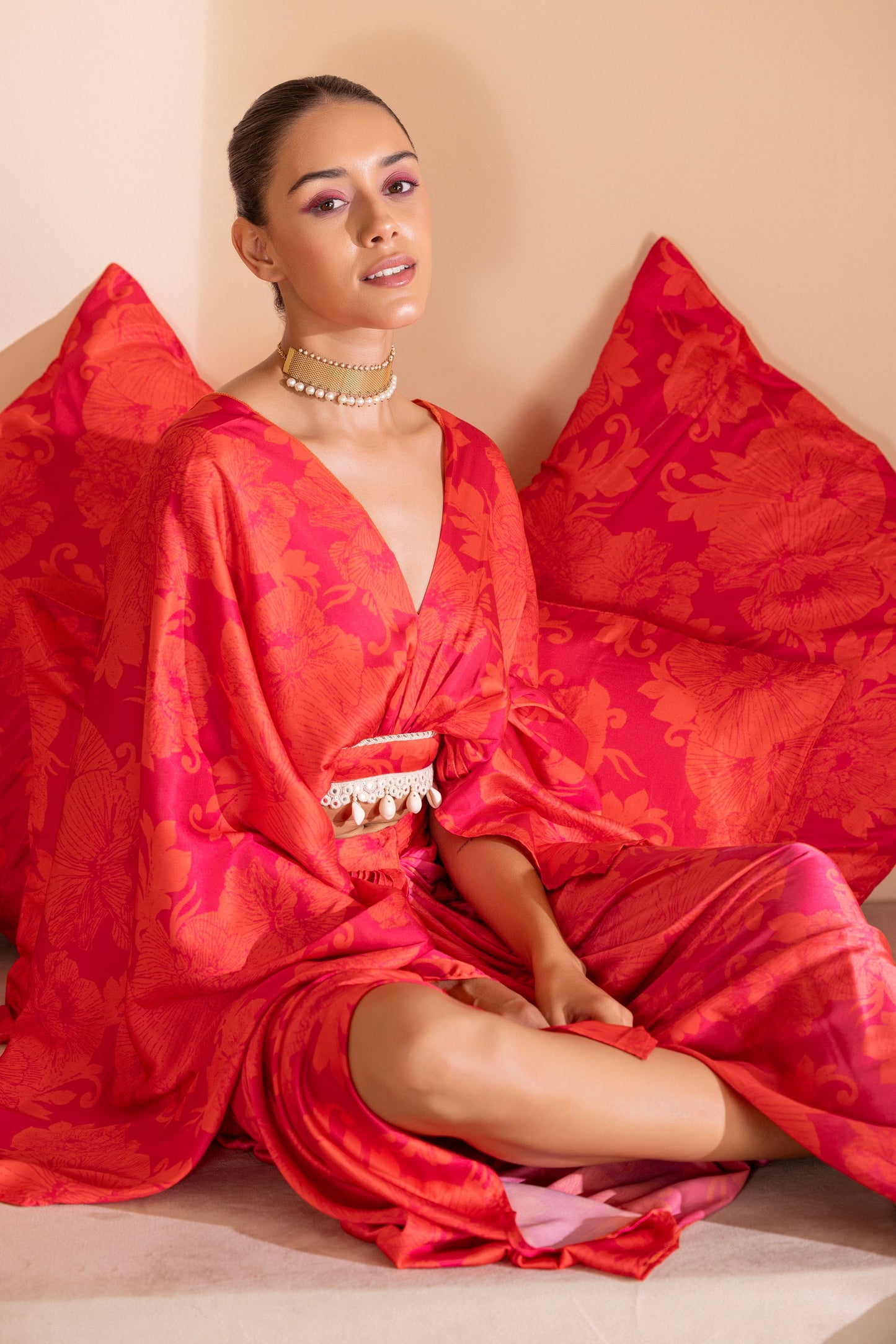 Ruby Floral Printed Crop Top and Skirt Set