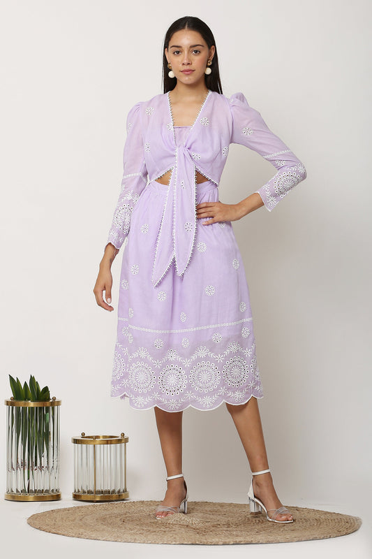 Mauve Miami Schiffli Midi Dress