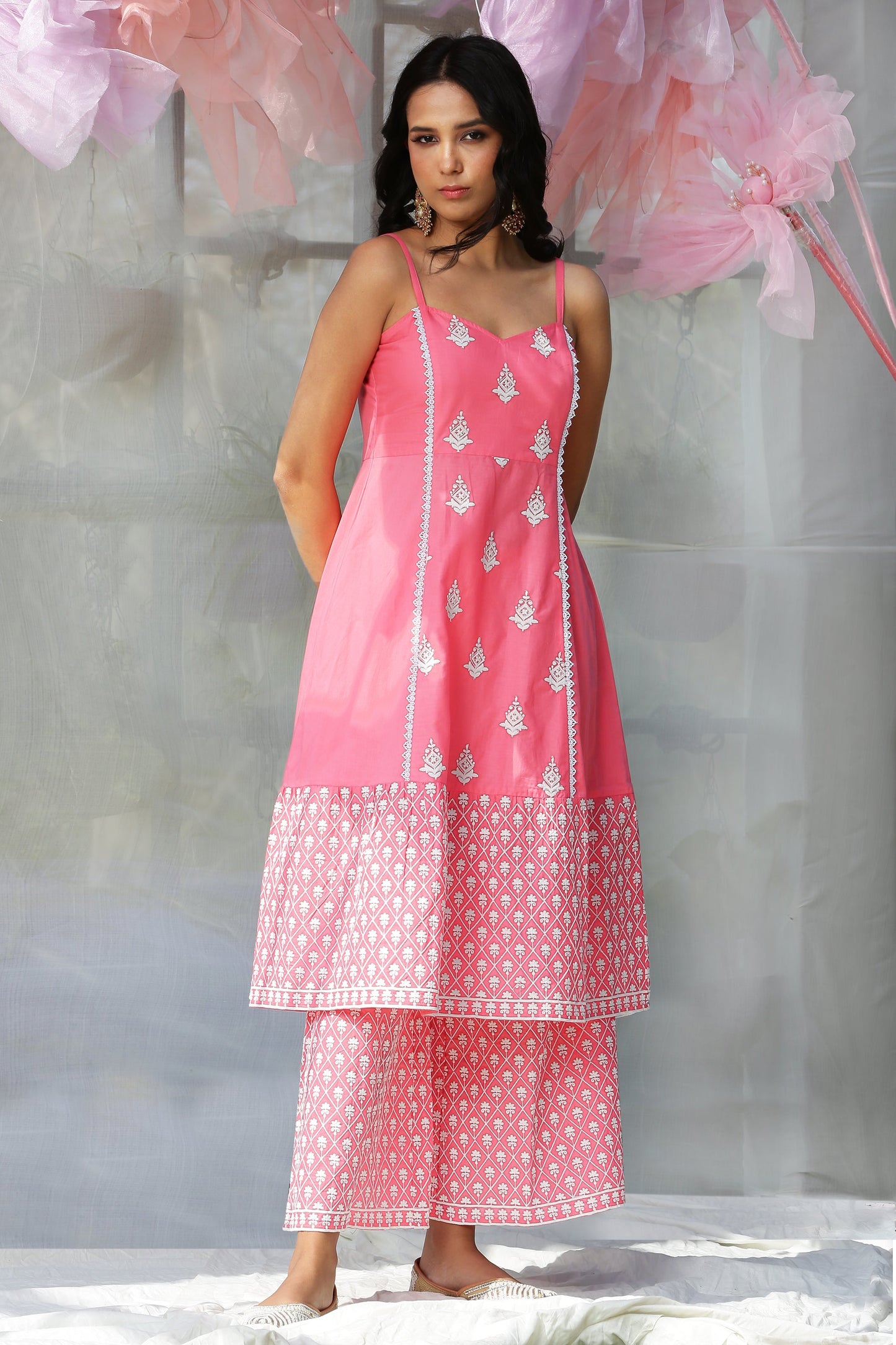 Rouge Pink Halter Suit Set