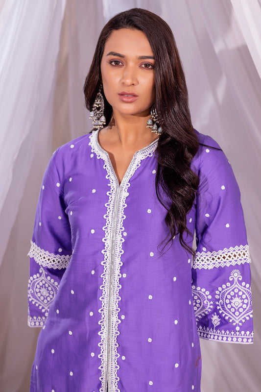 LILAC SEQUENCE EMBROIDERED KURTA SET