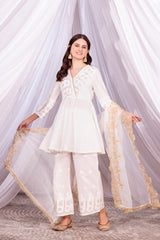 Cream and Gold Angrakha Suit Set