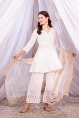 Cream and Gold Angrakha Suit Set