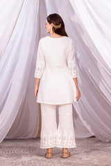 Cream and Gold Angrakha Suit Set