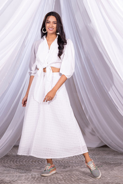 White Shirt and Skirt Co-Ord Set