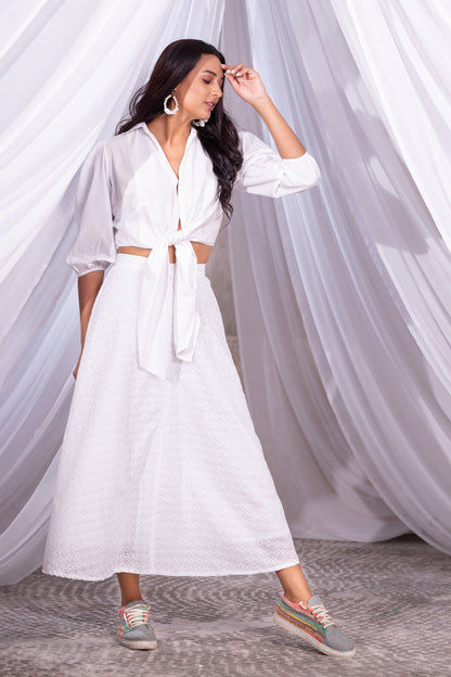 White Shirt and Skirt Co-Ord Set