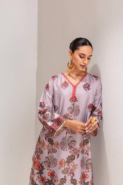 GREIGE KASHMIRI STYLE FLORAL PRINT SUIT SET