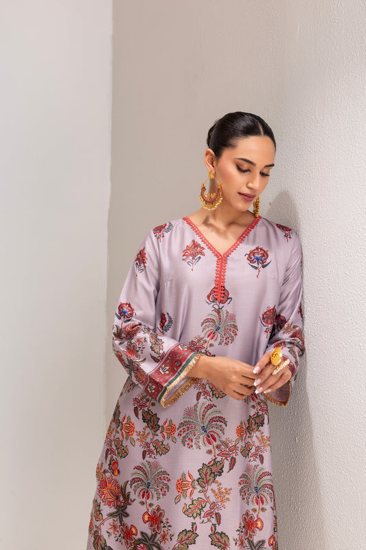 GREIGE KASHMIRI STYLE FLORAL PRINT SUIT SET