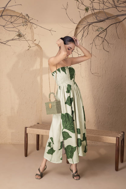 Corset Beige Tropical Tube Dress