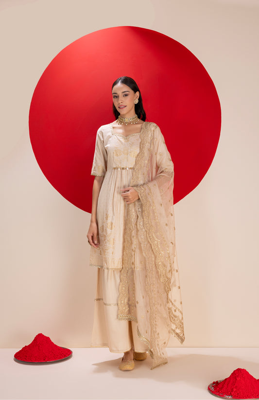 Gold Sand Foil Print Suit Set