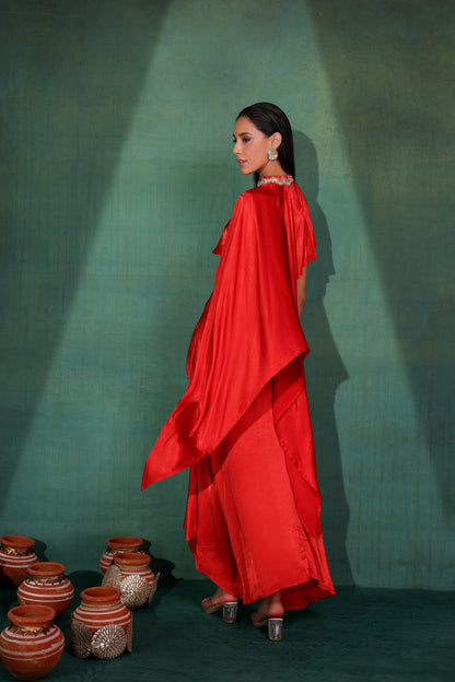 Ruby Red Satin 3 piece Fusion Set