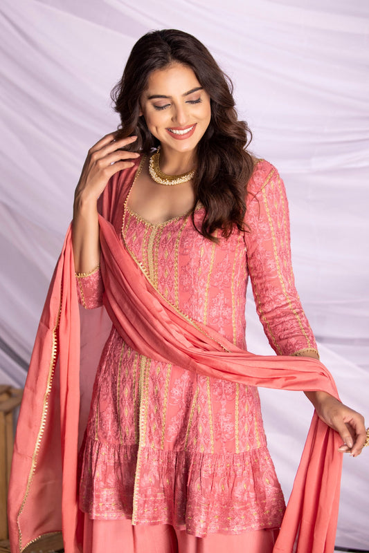 Gulabo Jari Embroidered Chikankari Suit Set