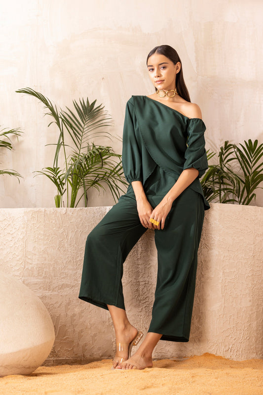 OLIVE OFF-SHOULDER  CO-ORD SET