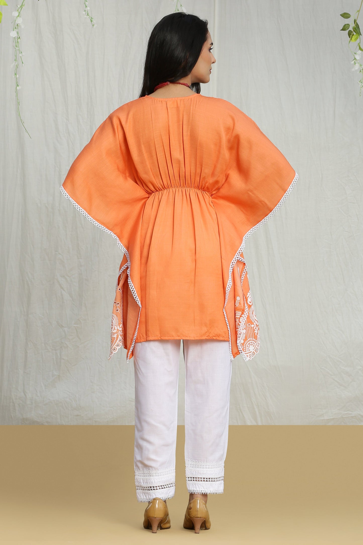 Apricot Embroidered Kaftan