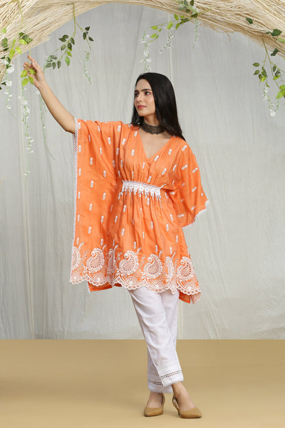 Apricot Embroidered Kaftan