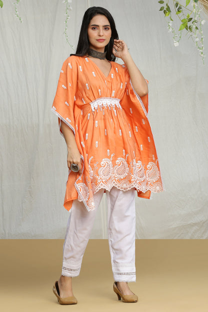 Apricot Embroidered Kaftan