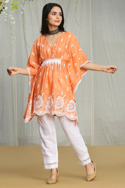 Apricot Embroidered Kaftan