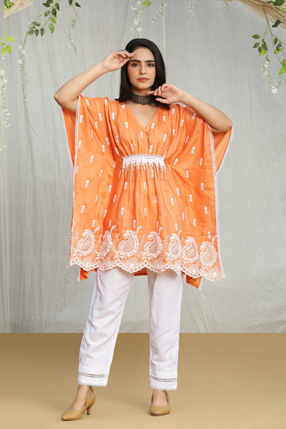 Apricot Embroidered Kaftan