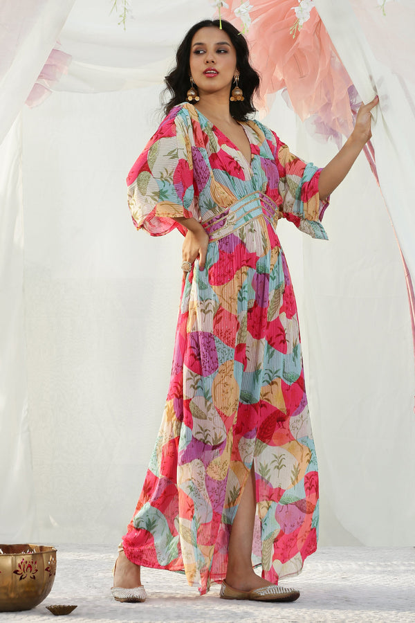 Color Blocked Kaftan Maxi Dress