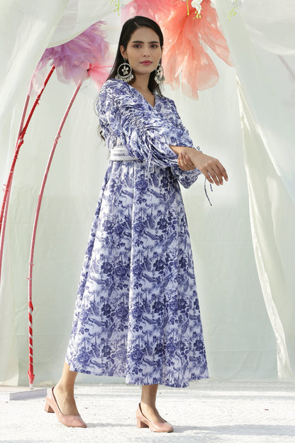 Peacock Floral Printed Midi Dress