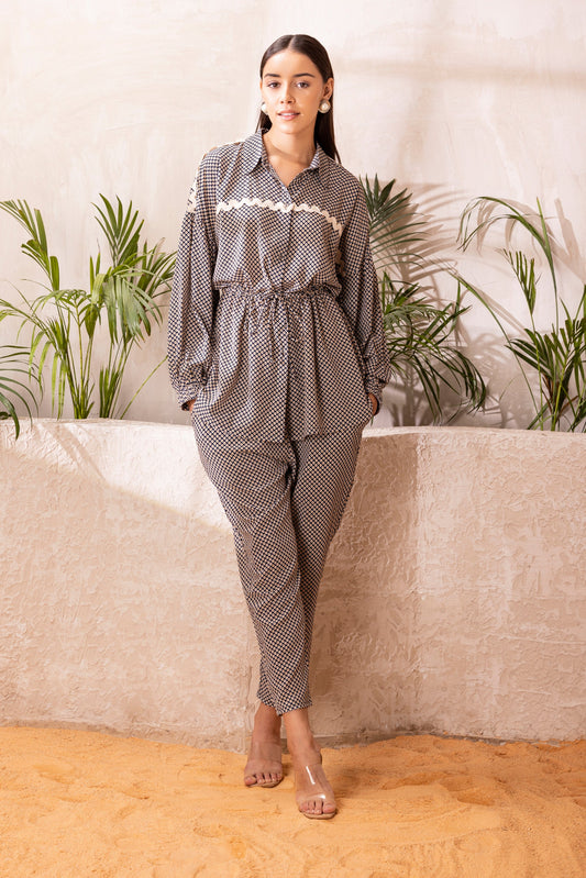 Navy printed Boxy Fit Co-Ord Set