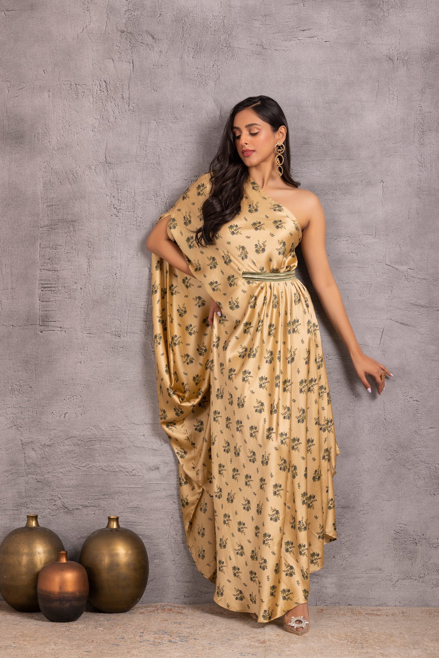 Sultani Floral Drape Fusion Dress