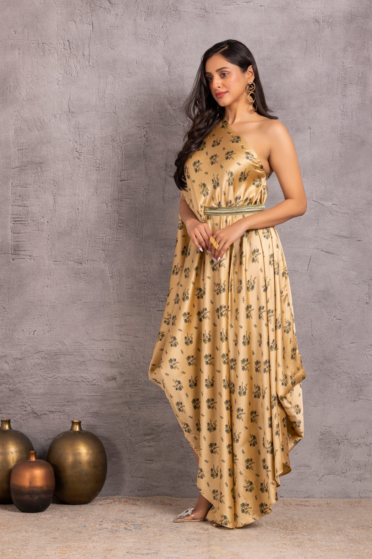 Sultani Floral Drape Fusion Dress