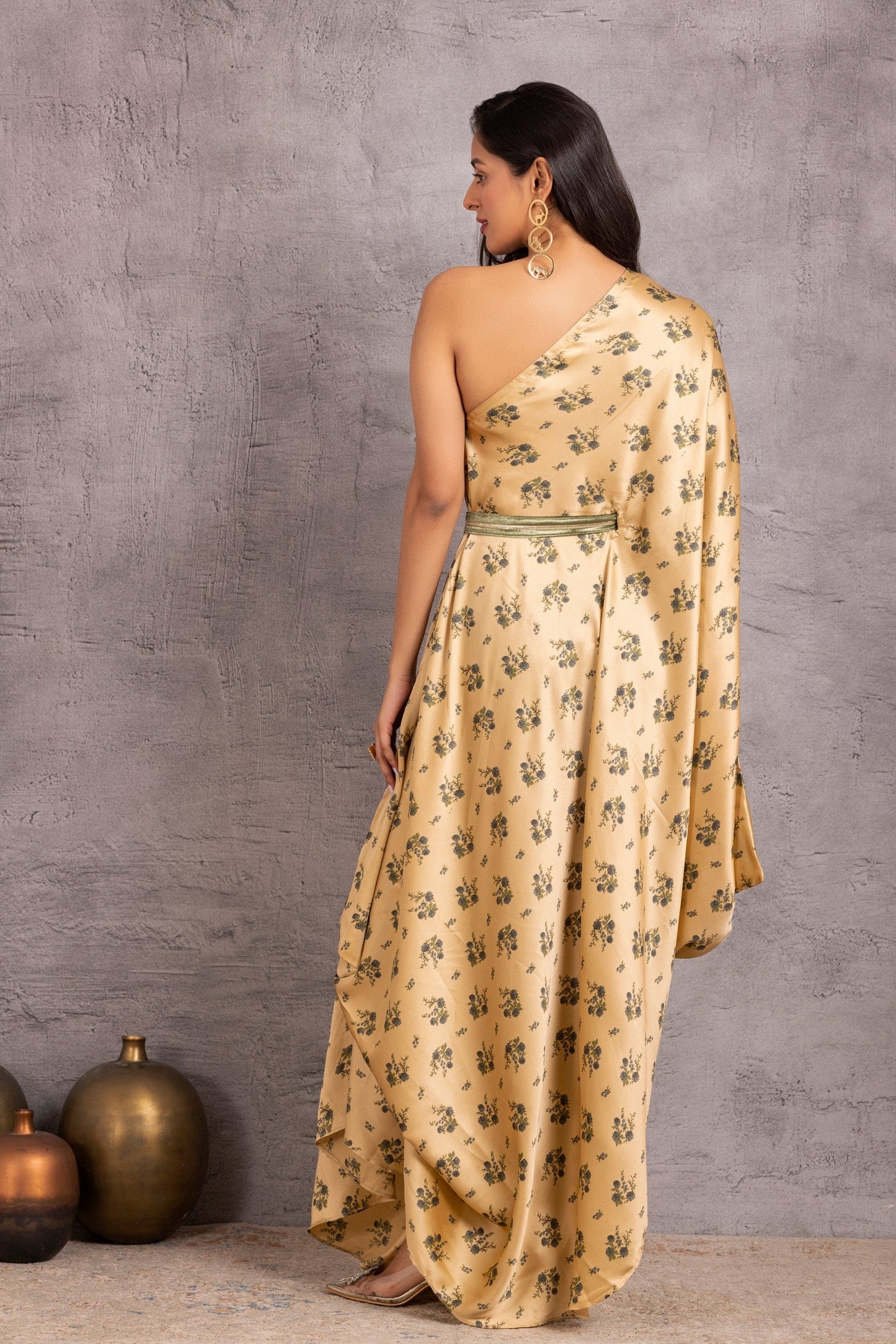 Sultani Floral Drape Fusion Dress