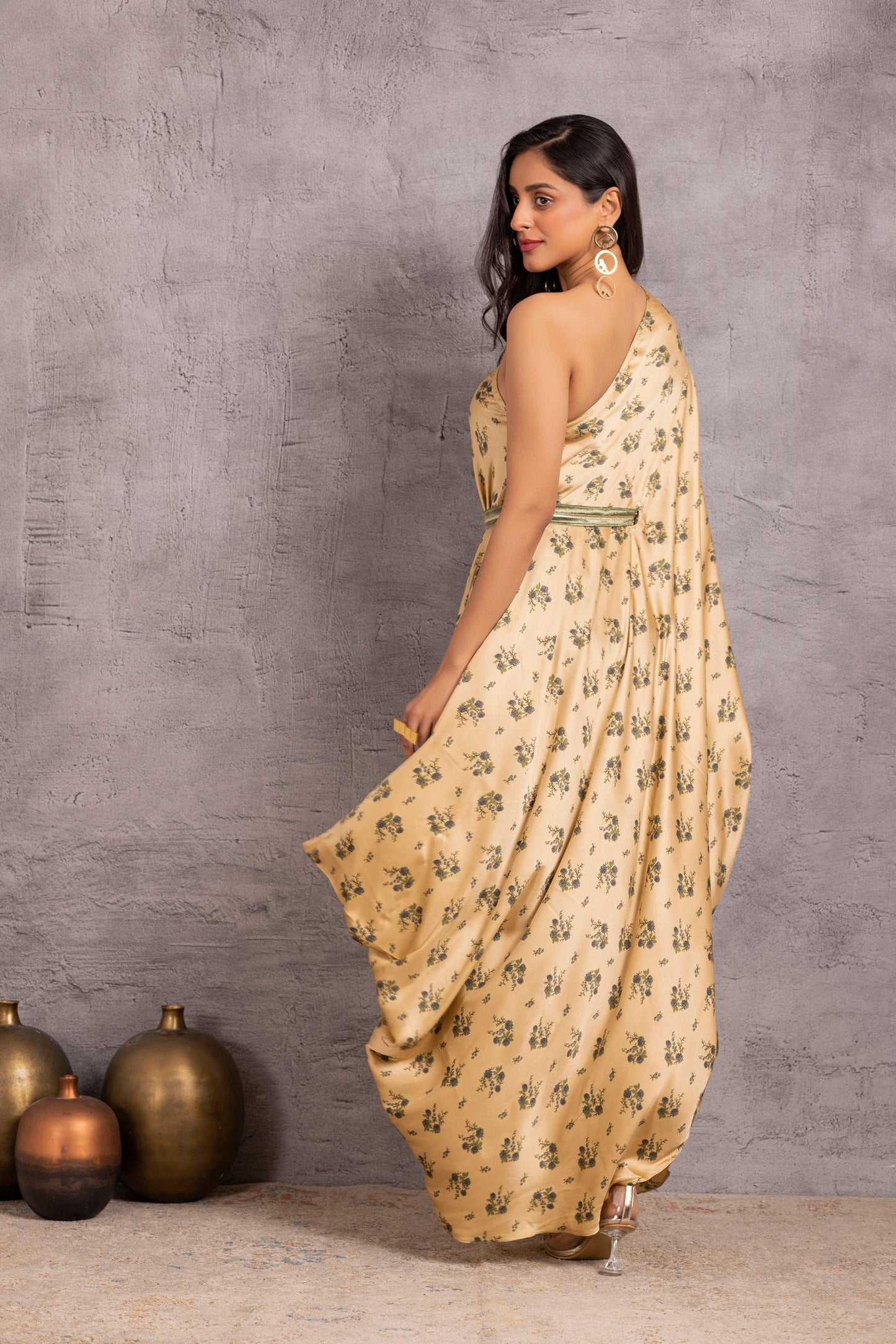 Sultani Floral Drape Fusion Dress